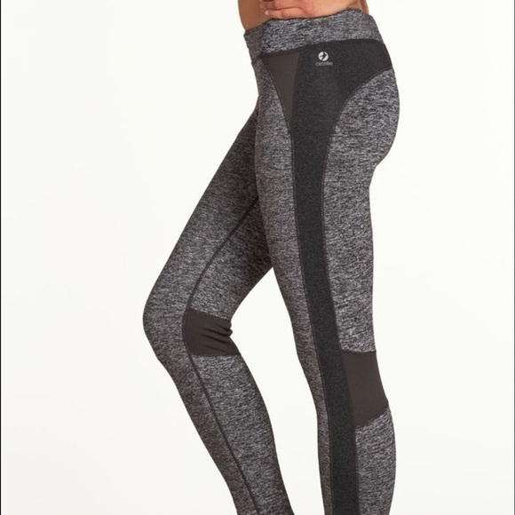 Oiselle Lesley Moto Tight Leggings Grey Heather Fleece lined - Picture 1 of 8